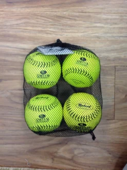 Markwort Set Of Optic Yellow 12" Weighted Leather Training Softballs