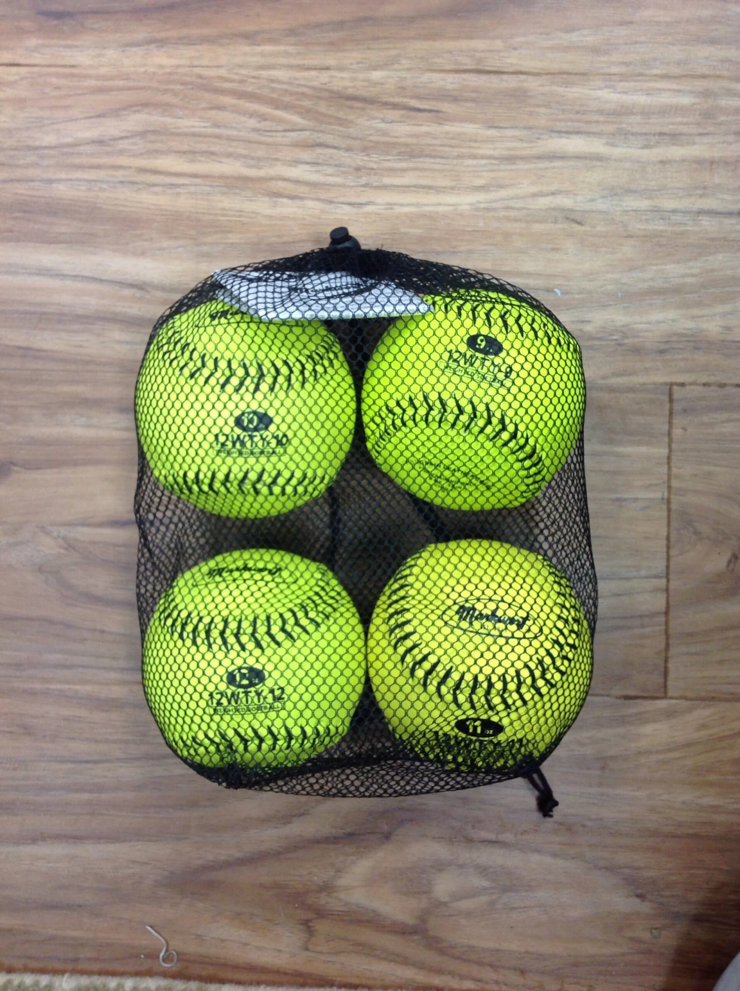 Markwort Set Of Optic Yellow 12" Weighted Leather Training Softballs 1 Markwort Set Of Optic Yellow 12" Weighted Leather Training Softballs